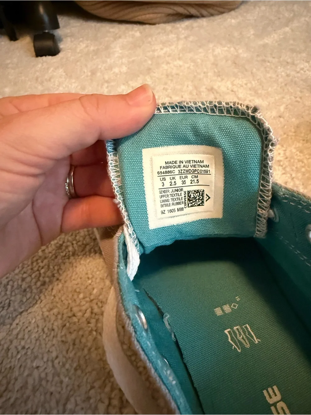 Converse Kids Low Top Sneakers in Gray with Teal Trim